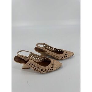 VASANTI Woven Slingback Heels Pointed Toe Beige Size 7.5M